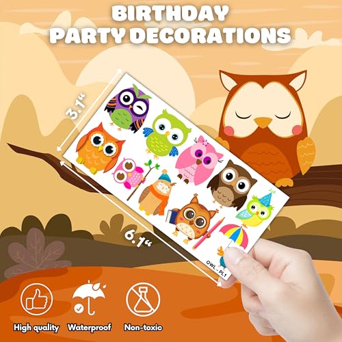 101 PCS Owl Night Birds Temporary Tattoos Themed Birthday Party Decorations Favors Supplies Decor Cute Wisdom Kawaii Intelligent Tattoo Stickers Gifts For Game Boys Girls Classroom School Prizes