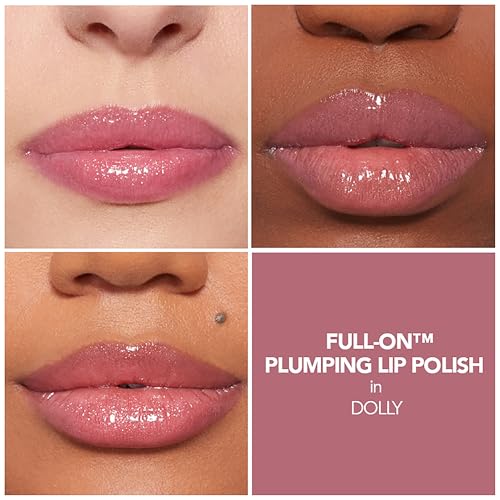 Buxom Full-On Tinted Lip Plumper Gloss, High-Shine Moisturizing Lip Gloss with Peptides and Vitamin E, Vegan Formula, AB Dolly Mini (True Mauve Shimmer)