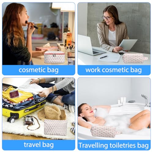 3-Pack Large Capacity Cosmetic Bag Set, Water-Resistant Makeup Organizer with Leak-Proof Design, Travel Toiletry Bag with Polka Dot Pattern for Women, Home & Travel