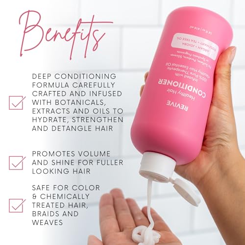 Healthy Hair Shampoo & Conditioner Set by REVIVEEO ? Strengthening, Hydrating, Scalp-Nourishing, Biotin, Argan Oil