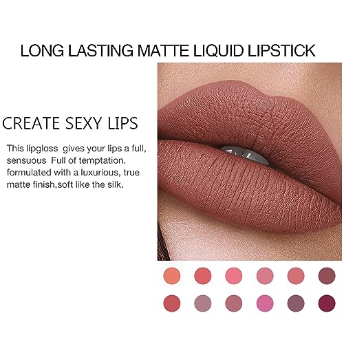 BONNIE CHOICE 18Pcs Matte Liquid Lipstick Set, Waterproof Long Lasting Non-Stick Cup Nude Lipstick Dark Red Lipstick for Women 24 Hour High Pigmented Lip Gloss Set Valentine's Day Gifts for Women
