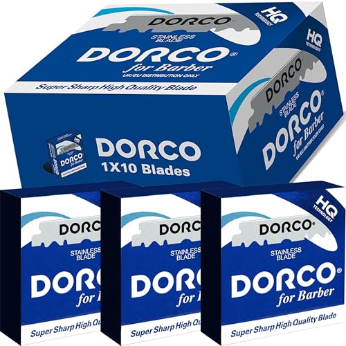 the shave factory Straight Edge Razor Kit (USA / 100 Dorco Single Edge Razor Blades Blue)