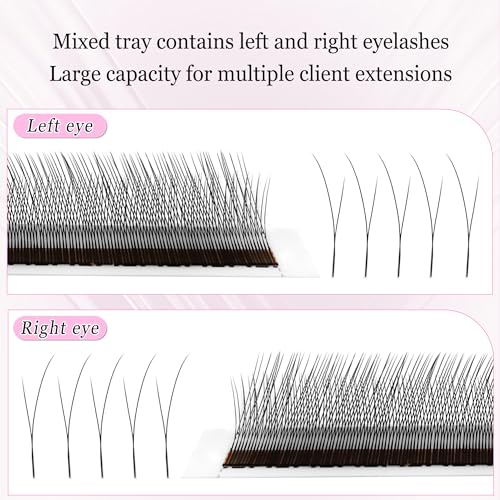 CoMango Fox EyeLashes Extension 2D Fans Flying YY Lashes Y Shaped Wispy Lashes Foy YY Lashes Mink Premade Lash Fans C/D Curly Natural Fluffy Handmade Individual Eyelash Fans(Black,2D-LC-mix8-13mm)
