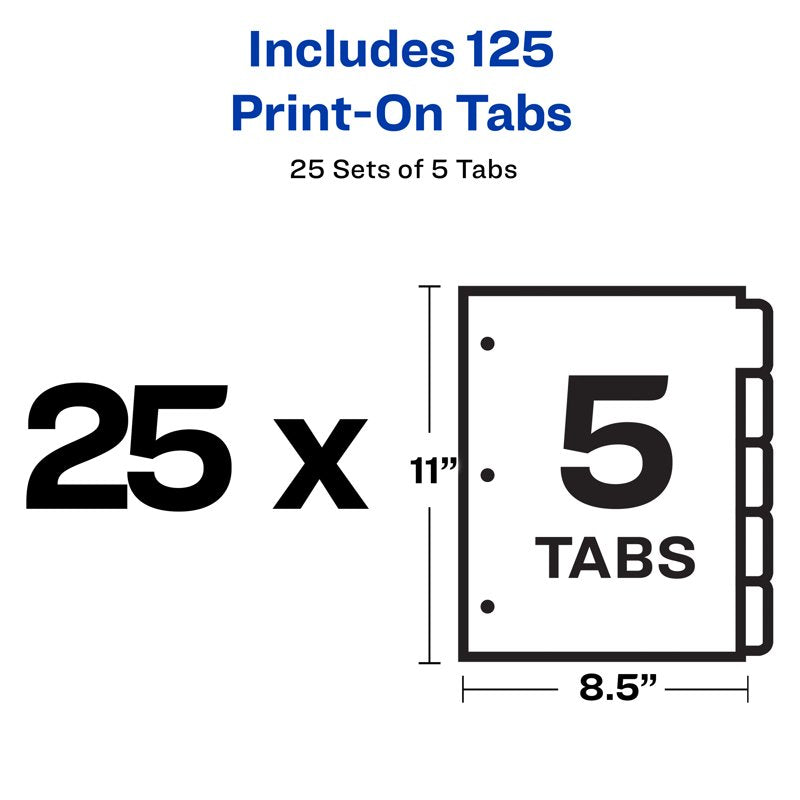 Customizable Print-On Divider Tabs - 25 Sets for Office & Home Organization