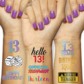 13th Birthday Temporary Tattoos (2 Pages) - Official Teenager Party Supplies, Ideas, Gifts and Decorations