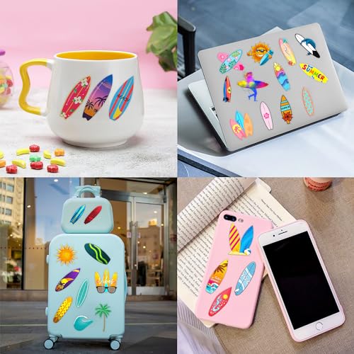 110 PCS Summer Surfing Surf Surfboard Temporary Tattoos Sticker Ocean Surfer Beach California Hawaiian Themed Birthday Party Decorations Favors Supplies Gifts Girls Boys Cute Tattoo School Reward