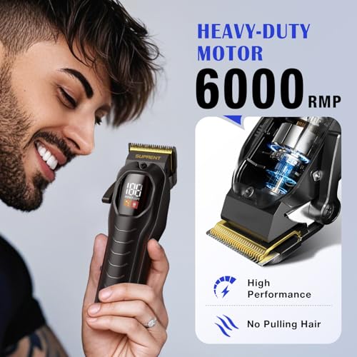 SUPRENT Hair Clippers Set for Men, Rechargeble USB-C Hair Trimmer for Professionals & Homecuts, LED Display (Black)