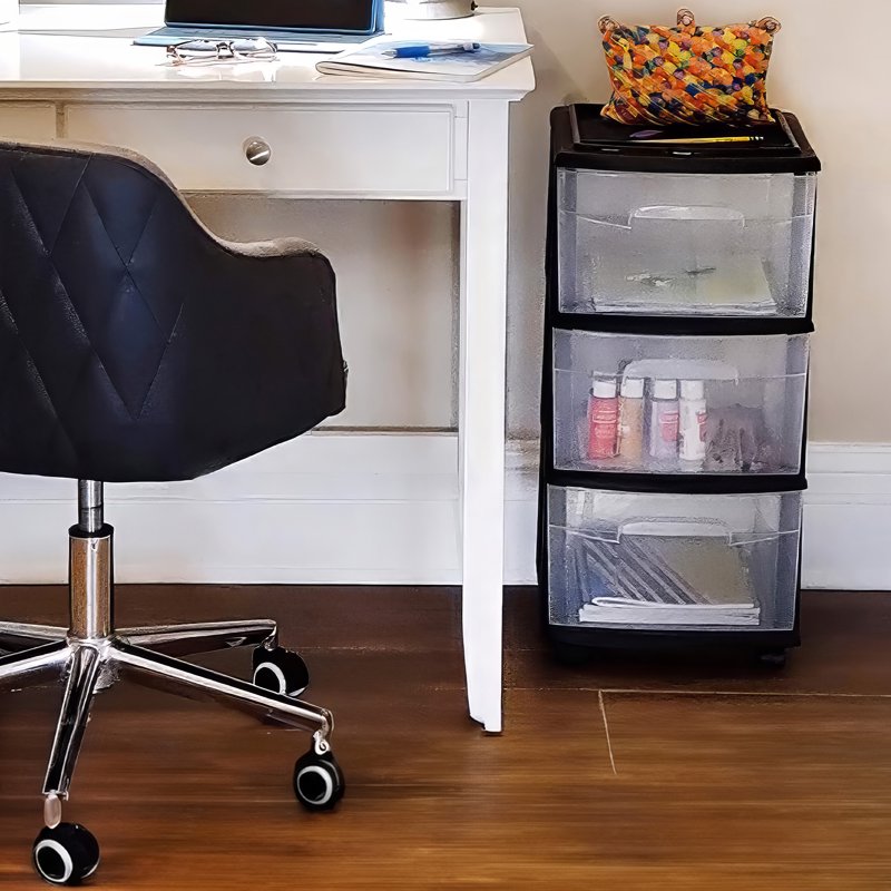 3-Drawer Mobile Cart Organizer with Removable Wheels, Medium Storage