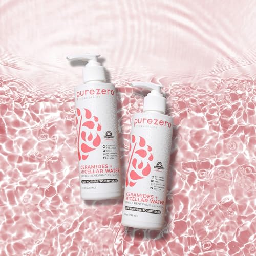 Purezero Hydrating Gentle Face Cleanser ? Hyaluronic Acid Gentle Moisturizing Cleanser + Ceramides, Micellar Water, Fragrance-Free, Zero Sulfates, Parabens, Vegan & Cruelty-Free, 8 oz