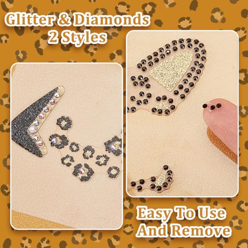 OLYCRAFT 6 Sheets Crystal Cat Face Jewels 3.1x5.1 Inch Temporary Leopard Tattoo Stickers Acrylic Rhinestone Stickers Leopard Face Sticker Removable Sticker for Women Art Party Decor