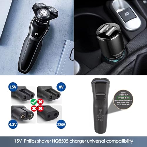 15V USB Charger for Philips Shaver HQ8505, BufferABC Cable Replacement Charging Cord Electric Beard Trimmer Razor Power Lead Compatible with Philips Norelco Series 3000 5000 One Blade QP6520 QP6510