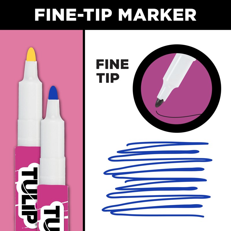 Rainbow Fine Tip Fabric Markers 12-Pack for DIY Clothing & Textile Art
