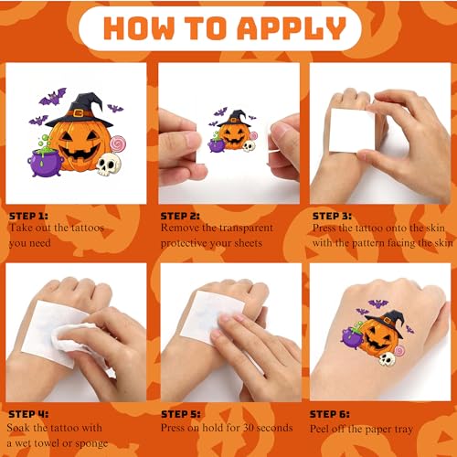 50 PCS Halloween Tattoos for Kids Party Decorations, Treats for Party Supplies Favors, Goodie Bag Stuffers Games for Boys Girls