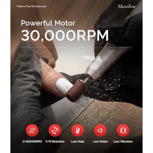 MelodySusie Multifunctional Desktop Rechargeable Nail Drill with Bit Holders, SC320G 30000RPM E-File with Elegant Design for All Manicure Shaping & Gel Removal, Ideal for Nail Artists & Home Use