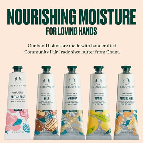 The Body Shop Handcare Collection 5 Piece Gift Set | Includes- British Rose, Shea, Moringa, Mango & Almond Milk Hand Balms | Vegan