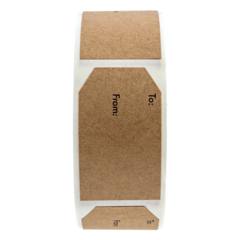 Brown Kraft To & From Gift Tag Stickers - 1.15 x 2 Inches, 500 Labels