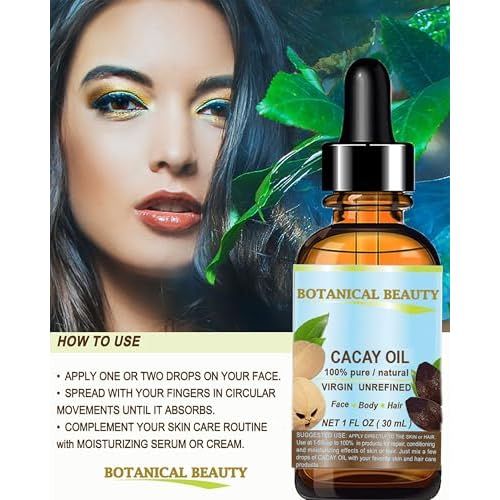 Botanical Beauty CACAY OIL 100% Pure Natural Virgin Unrefined Cold-Pressed Carrier Oil WILD GROW 0.5 Fl Oz 15 ml For Face, Skin, Body, Hair. Anti Wrinkle Face Oil Natural Retinol Vitamin A, Vitamin E