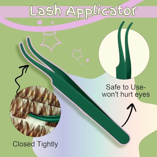 KEYYOU LASH Extension Kit 144Pcs Angel Lash Clusters Kit Thick Eyelash Extension Kit with Glue and Seal,Tweezers,Remover for DIY lash extension kit at Home£¨Kit-Angel A06-D-8-18MIX£©