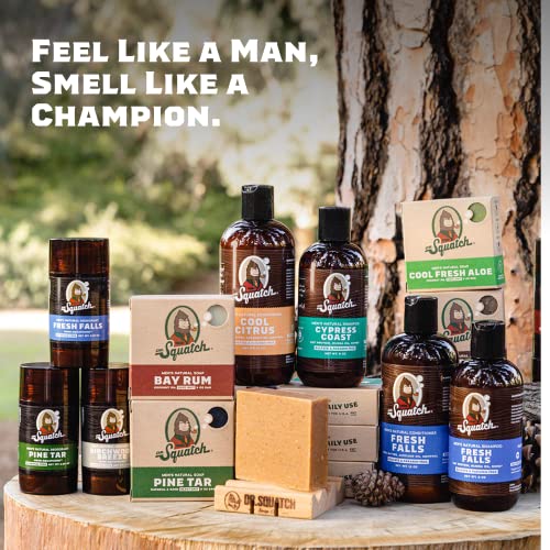 Dr. Squatch Basic Squatch Forest Pack - Pine Tar and Birchwood Breeze - Handmade Bar Soap With Organic Oils, Soap Gripper and Saver