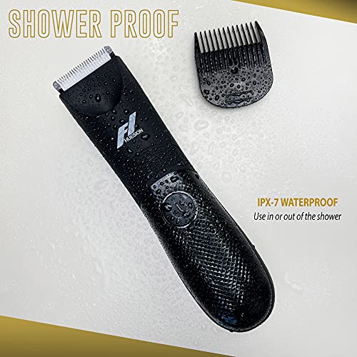 Fhuesion¢ç Manscape Trimmer for Men -IPX7 Waterproof Ball Trimmer w/Light & Ceramic Blade, Body Groomer for Pubic/Body/Groin Grooming, Electric Razor Shavers USB-C Charging, No Nicks, Gifts for Him