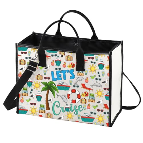 LEVLO Cruise Vacation Cosmetic Make Up Bag Summer Beach Vacation Gift Let's Cruise Makeup Zipper Pouch Bag For Friend Family (Let's Cruise LT)