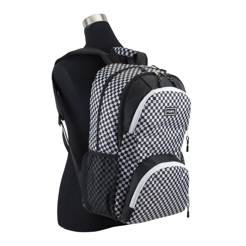 Unisex Checkered Backpack with Laptop Sleeve, Hydration Pockets & Padded Straps