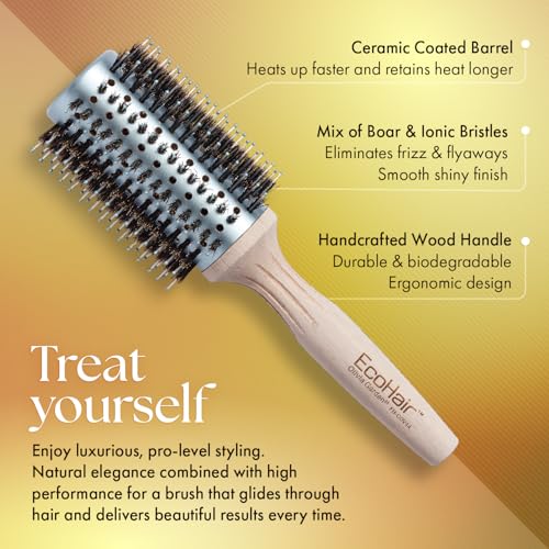 Olivia Garden EcoHair Bamboo Brush - Eco-Friendly Boar Bristles for Shine & Frizz Control