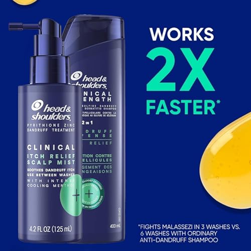 Head & Shoulders Dry Scalp and Dandruff Treatment Kit, Clinical Strength Shampoo and Conditioner Plus Clinical Itch Relief Mist with Menthol, for Scalp Relief Between Washes, 13.5 oz and 4.2 oz