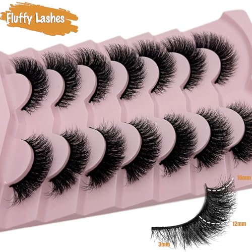 Cat Eye Lashes Mink 3D Short Fluffy Full Strip Lashes C Curl Wispy Cateye Thick False Strip Eyelashes Natural Look