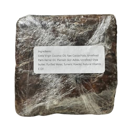 Aleheri's African Black Soap Turmeric 16 oz - 100% All Natural, Raw Ingredients, From Ghana. For All Skin Types, Helps Rejuvenate, Aids Against Dark Spots, Eczema, Stretch Marks on Face & Body