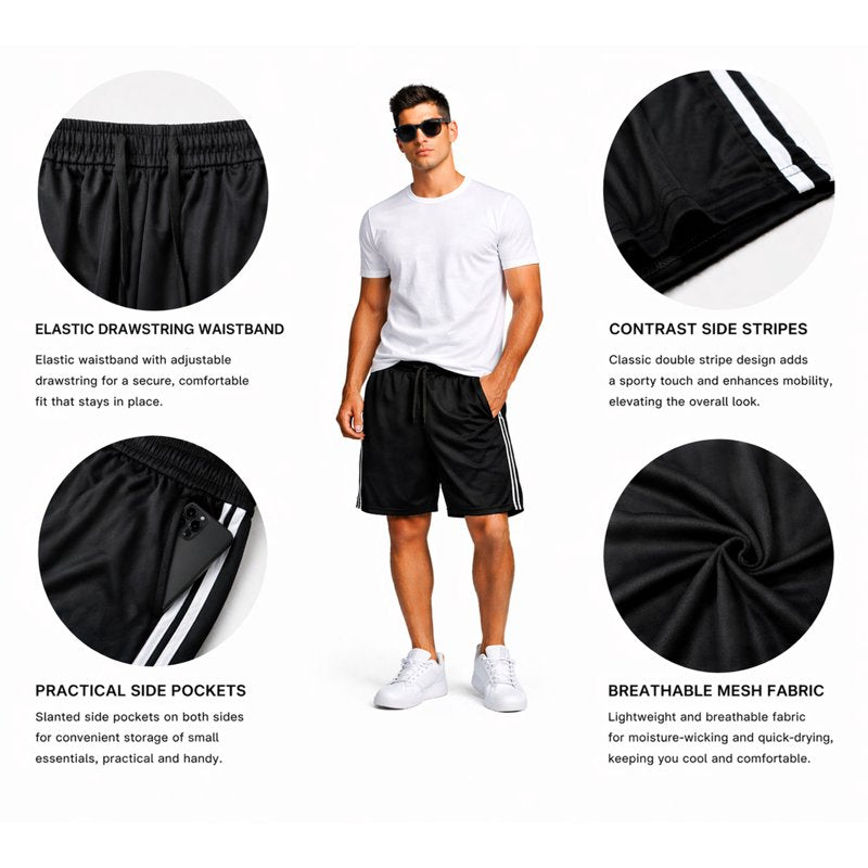 Men's Athletic Shorts with Pockets, Quick Dry Workout Gym Basketball 8-Inch Inseam