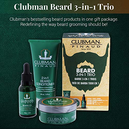 Clubman Pinaud 3-in-1 Beard Kit ? Includes Conditioner, Beard Oil and Balm, Starter Kit for Men