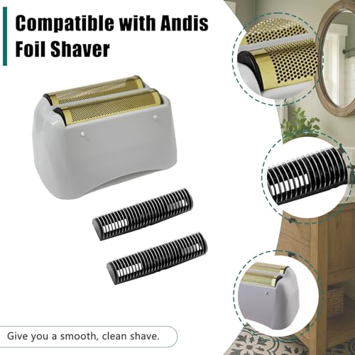 Foil Shaver Replacement Fit for Andis Model TS-1 TS-2 17150 17200 17235 Pro Foil Shaver, Replaces #17155 17160 17280 Foil and Blades -Profoil Lithium Shaver Head Parts- Hypoallergenic Gold Foil-3 Pack