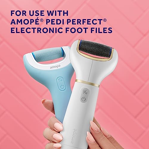 Amop? Pedi Perfect Electric Callus Remover Foot File Roller Head Refills, with Diamond Crystals, Removes Hard & Dead Skin, Extra Coarse for Very Hard Skin ? 2 Count