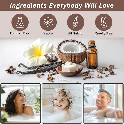 Spa Gift Baskets For Women - Luxury Bath Set With Coconut & Vanilla - Spa Kit Includes Body Wash, Bubble Bath, Lotion, Body Butter, Soap, Body Spray, Shower Puff, and Towel