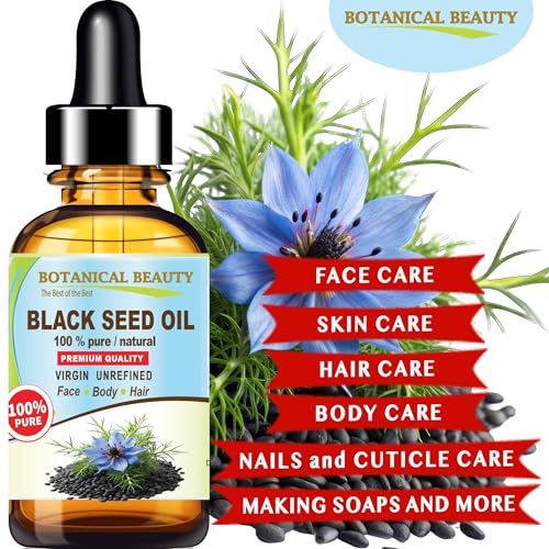 Botanical Beauty BLACK SEED OIL 100% Pure Natural Undiluted Virgin Unrefined Cold Pressed Carrier Oil. 0.5 Fl.oz.- 15 ml. for Face, Skin, Body, Hair, Nails. Rich in Vitamin C, Vitamin E