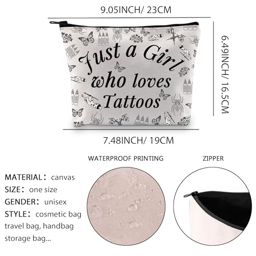 XYANFA Tattoo Inspired Makeup Bag - Tattoo Artist Gifts Zipper Pouch (Cotton)