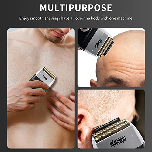 DSP¢ç Electric Razor for Men Bald Shavers for Men 2 in 1 Double Shaver for Men with 2 Foil Head Rechargeable Barber Shaver with Precision Trimmer 3-Speed Shaver with LED Digital Display (Black)