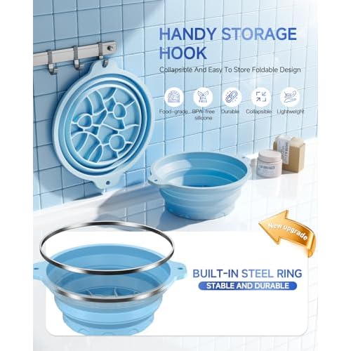 Foldable Silicone Face Ice Bath Bowl with Built-in Ice Tray, Cold Plunge Therapy for Skin Tightening, Puffiness Reduction & Acne Relief, Portable Spa Tool for Home & Travel (Blue)