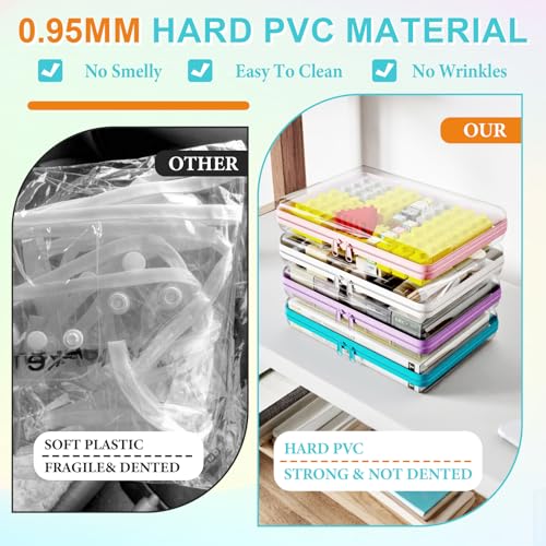 4 Pcs Clear Hard Zipper Case Hard-Sided Premium Storage Case Plastic Clear Hard Shell Zipper Pouch Portable Travel Organizer Box for Building Blocks Puzzles Cosmetics Makeup Pencil (M)