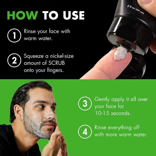 Tiege Hanley Exfoliating Face Wash for Men, Gentle Fragrance-Free Face Scrub With Apricot Seed Powder, Vitamin B3, & Allantoin, Cooling Exfoliator, Gentle on Sensitive Skin, Men¡¯s Skin Care, 2 FL Oz