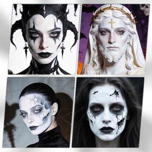 White Face Body Paint, Water Based Foundation, Full Coverage Vegan Halloween Makeup Paint for Goth Skeleton Mime Ghost Clown Zombie Skull Vampire SFX Makeup Cosplay Party Stage Film, 0.88oz