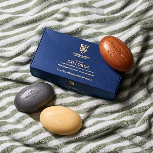 Caswell-Massey Men¡¯s Bar Soap Gift Set - 2571, Woodgrain & Sandalwood - Moisturizing Triple-Milled Body Wash Bars for All Skin Types, Plant-Based & Essential Oils Formula, Made in USA, 3 x 5.8 oz