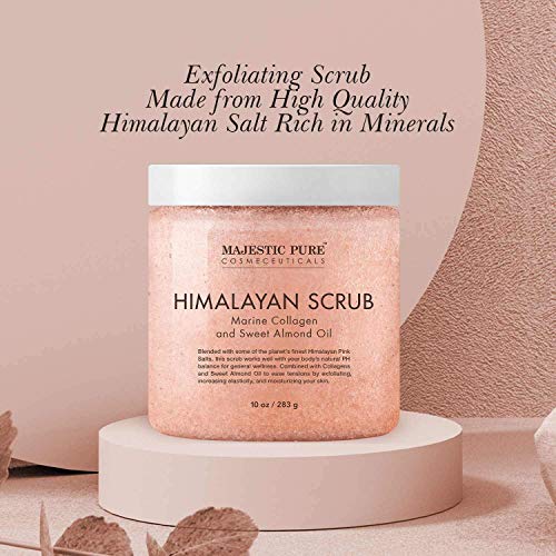 Majestic Pure Himalayan Scrub with Collagen (10 oz) and Fractionated Coconut Oil Twin Pack (16 floz x 2) Bundle