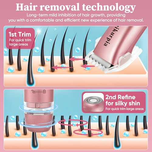 Bikini Trimmer for Women ? 2-in-1 Replaceable Women's Facial Razor, Ceramic Blade,Intimate Area Hair Remover, Facial & Body Hair Remover
