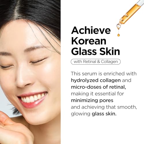 P.CALM Retinolagen Cleanser & Ampoule | Pore Tightening Glass Skin Cleanser & Serum with Micro Dosing Retinal, Vegan Hydrolyzed Collagen, Bakuchiol, PHA | Vegan Korean Skincare