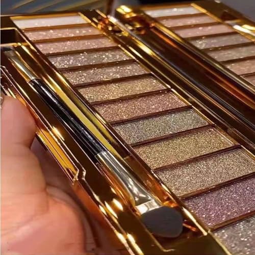 Glitter Eyeshadow Palette,12-Color Shimmer Eyeshadow Makeup Set with Highly Pigmented, Waterproof & Long-Lasting Metallic Sparkle (12-color)