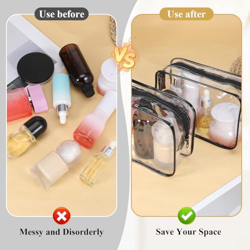 36Pcs Clear Makeup Bags with Zipper, TSA Approved Cosmetic Bags Bulk for Travel Waterproof Toiletry Zipper Pouches Portable PVC Plastic Organizer Bag for Women Men