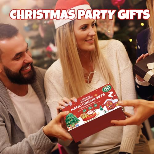 VESPRO 50 Sets Christmas Hand Cream Gift for Women, Hand Lotion for Christmas Party Favors with Christmas Cards and Organza Gift Bags, Christmas Decorations and Stocking Stuffers Gifts for Women