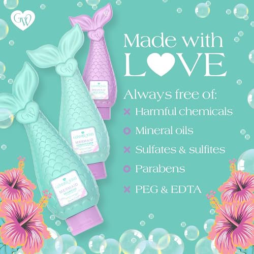 Glimmer Wish Premium Mermaid Shampoo + Conditioner + Body Wash, Vanilla Cotton Candy Scent, Dermatologist Tested, Sulfate & Sulfite Free, Paraben Free, PEG & EDTA Free, 100% Vegan, Cruelty & Gluten